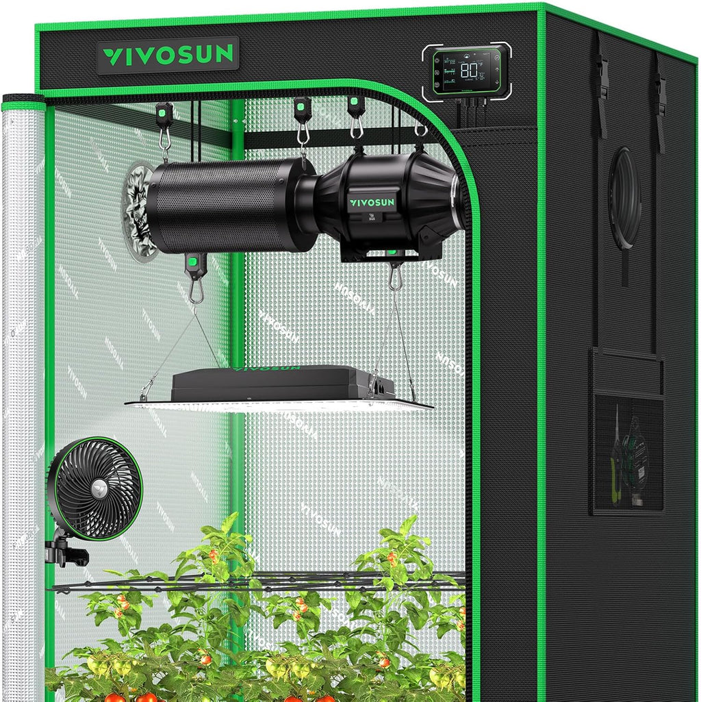 VIVOSUN GIY Plus Smart Advance Grow Tent Kit, 2.7x2.7ft WiFi-Integrated Complete Grow Tent System 2000D Mylar Grow Tents with Full-Spectrum Programmable Grow Light Enhanced Ventilation & Circulation