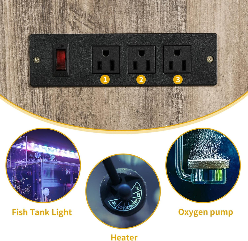 DWVO Heavy Duty Metal Aquarium Stand with Power Outlets, Cabinet for Fish Tank Accessories Storage - Suitable for 40-50 Gallon Fish Tank Stand, Turtle, Reptile Terrarium, 660LBS Capacity, Grey