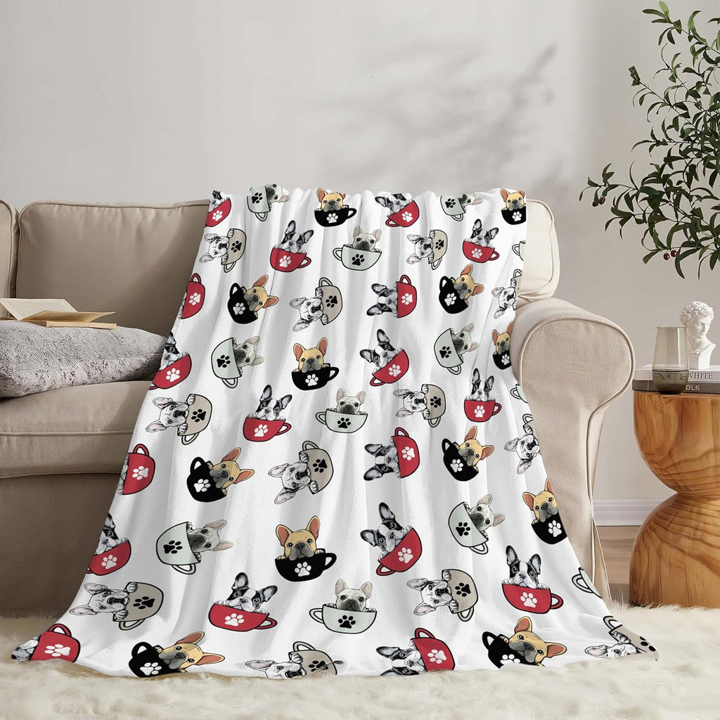 Boston Terrier Throw Blanket French Bulldog Frenchie Puppy Stuff Gifts for Dog Lover Kids Girls Boys Adults Women Men Soft Cozy Warm Plush Fluffy Fuzzy Fleece Blanket Decor 60''X80''