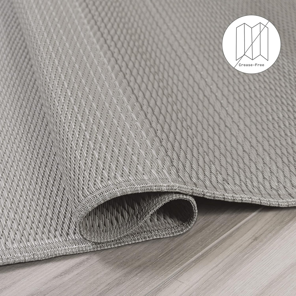 Fab Habitat Neutral Ombre Outdoor Rug - Waterproof, Fade Resistant, Crease-Free, Reversible - Premium Recycled Plastic - Patio Porch Balcony Deck - Big Sur Ash - 8x10 ft