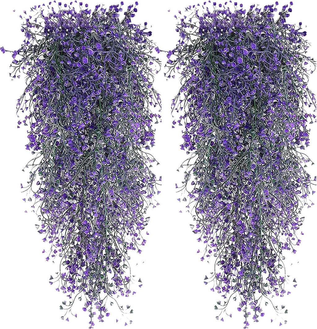 Toprooms Hanging Fake Plants,4 Pcs Faux Eucalyptus Leaf Greenery Vine Plant Faux Plants Fake Ivy Room Decor Home Garden Wedding Party Indoor Outdoor Decorations (4 Pcs Purple)
