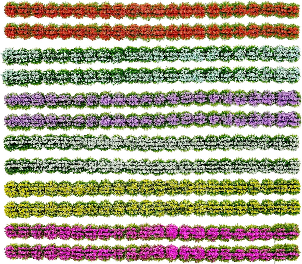 Woohome 12 PCS Flower Cluster Model, Static Grass Model Grass Tufts Set for DIY Miniature Train Landscape Terrain Railway Scenery Decorations