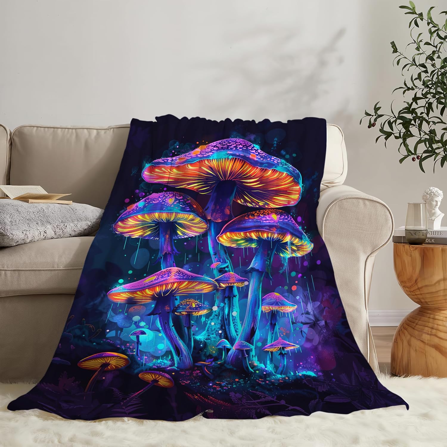 Mushroom Throw Blanket Mushroom Stuff Gifts for Kids Girls Boys Adults Women Man Soft Cozy Warm Plush Fluffy Fuzzy Fleece Blanket Decor 60''X80''