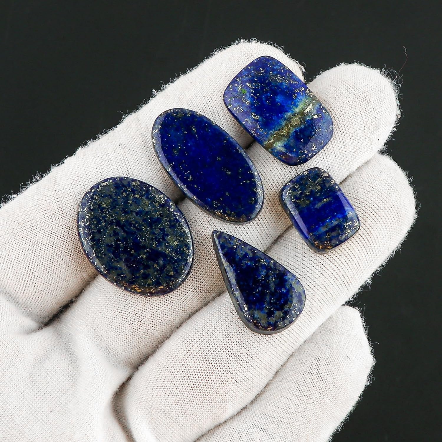 CRYSTALIS Wholesale 10pcs Natural Lapis Lazuli Loose Gemstone Bulk Cabochons Jewelry Making Supply, Chakra Healing Polished Stones, Wire Wrapping, DIY, Gem Collection, Mix-Shape, 14-20mm