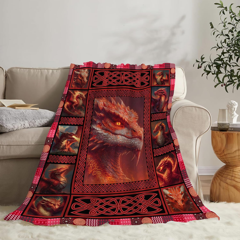 Dragon Throw Blanket Dragon Stuff Gifts for Kids Girls Boys Adults Women Men Soft Cozy Warm Plush Fluffy Fuzzy Fleece Blanket Decor 60''X80''