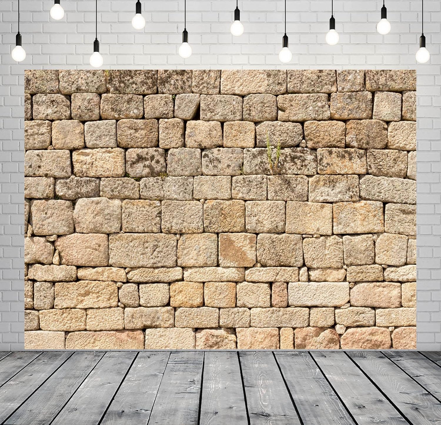 BELECO 15x10ft Fabric Vintage Brick Stone Wall Backdrop for Photography - Ancient Rock Textured Background Wallpaper for Castle, Party Decorations, Studio Booth Photo Props