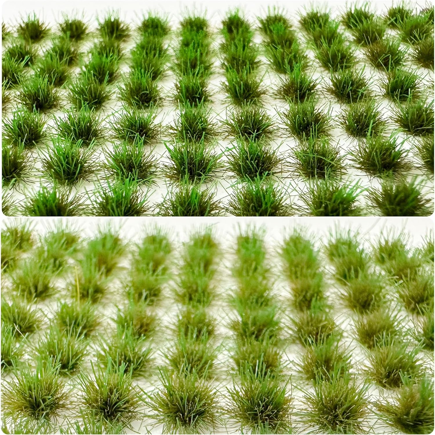 Woohome 208 PCS Static Grass Tuft Green Terrain Kit - Scenery Miniature Shrubs Bushes for Train Landscape Railway Artificial Grass Modeling