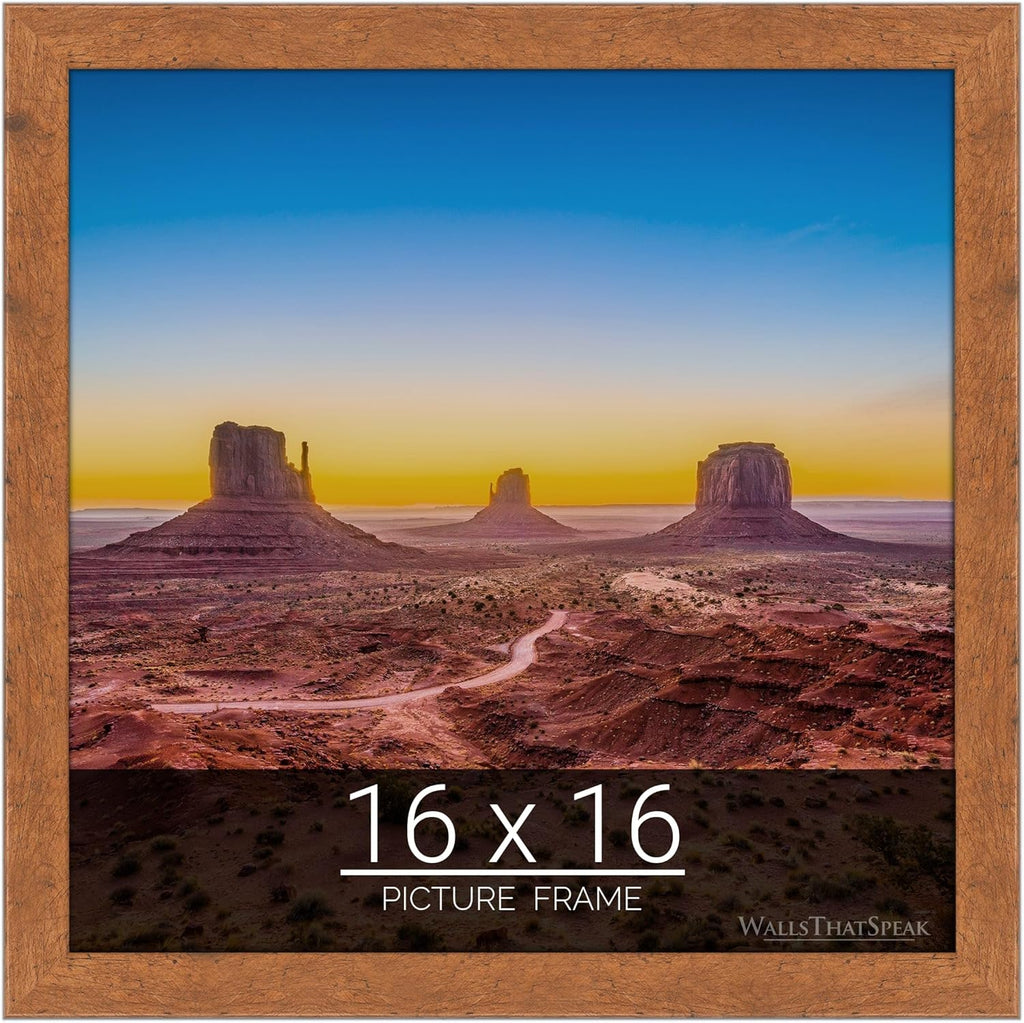 wallsthatspeak 16x16 Light Walnut Rustic Pine Picture Frame for Puzzles Posters Photos or Artwork