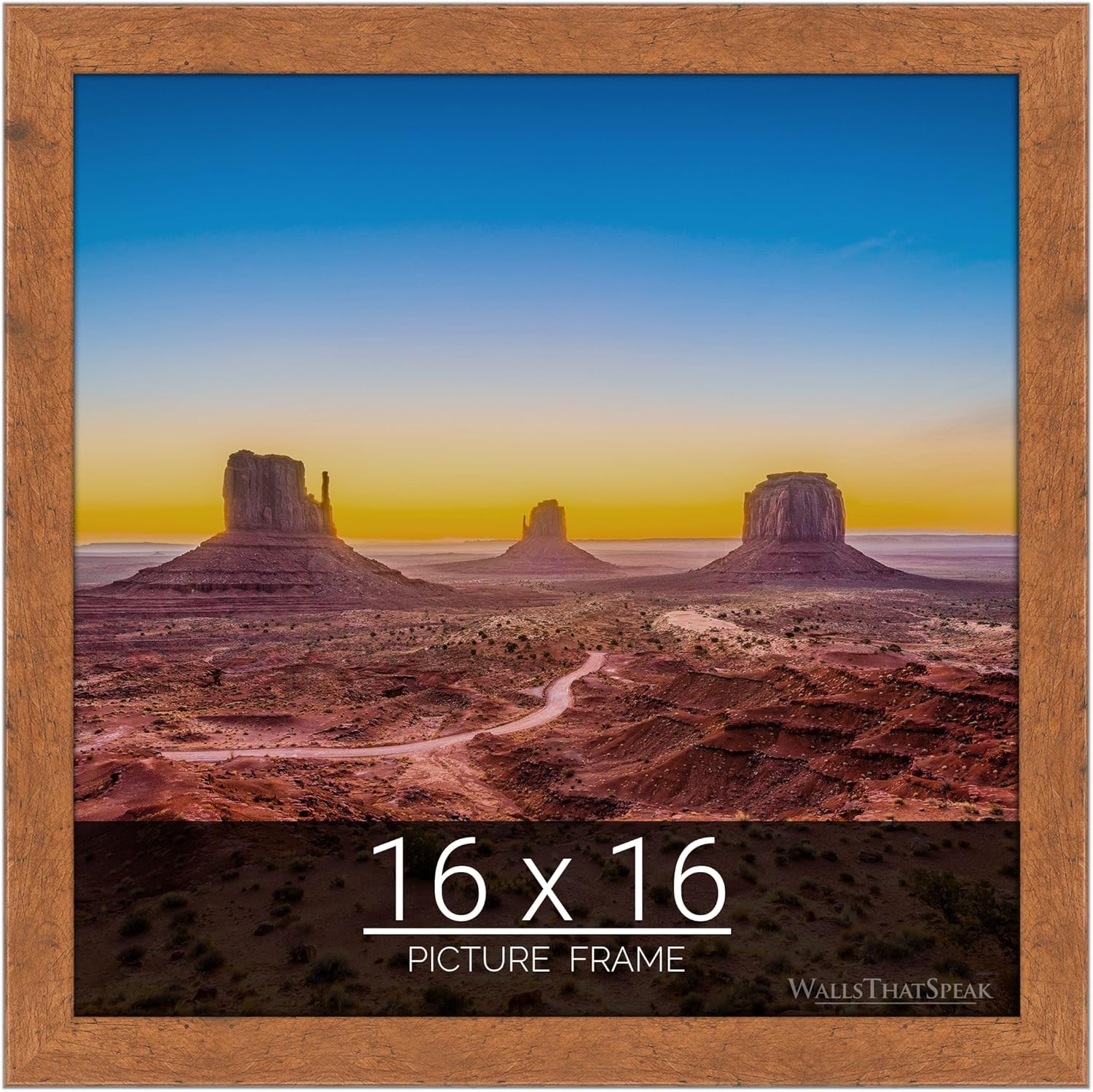 wallsthatspeak 16x16 Light Walnut Rustic Pine Picture Frame for Puzzles Posters Photos or Artwork