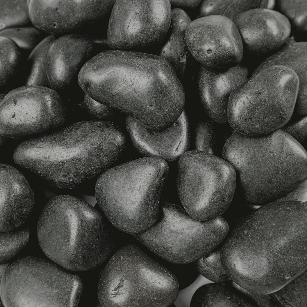 MSI Decorative Polished Black Pebbles, 0.8 inch - 1.2 inch, 40 lb. Bag(Pallet/ 55 Bags)