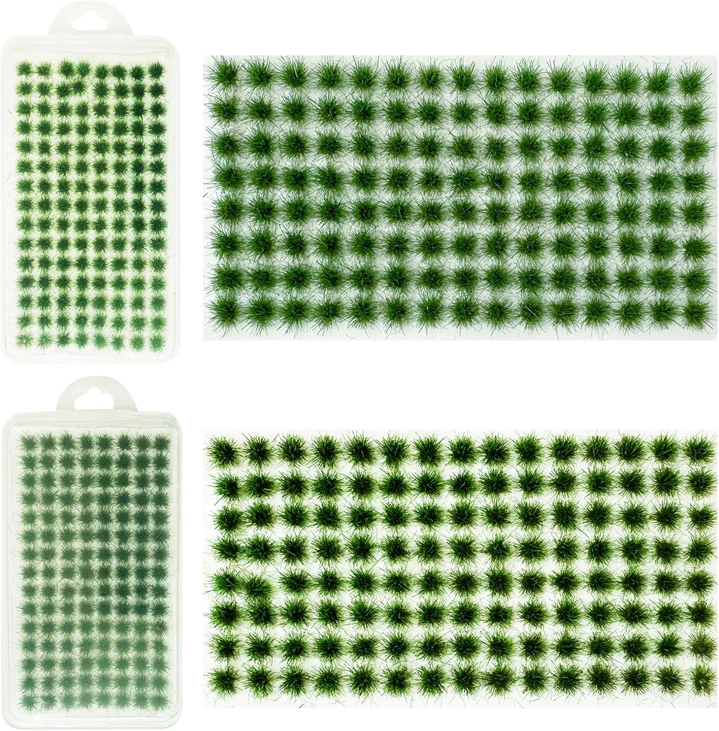Woohome 208 PCS Static Grass Tuft Green Terrain Kit - Scenery Miniature Shrubs Bushes for Train Landscape Railway Artificial Grass Modeling