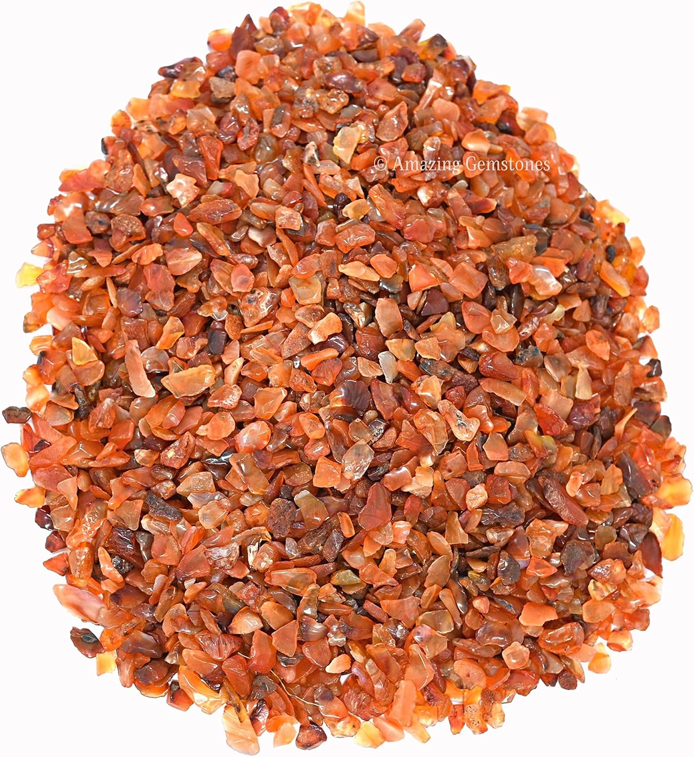 Amazing Gemstone Carnelian Crystal Chips Aquarium Gravel Rocks - Carnelian Chips Bulk Fish Tank Gravel, Small Tumbled Stones and Tiny Crystals for Decoration (Natural AAA Grade Gemstones)