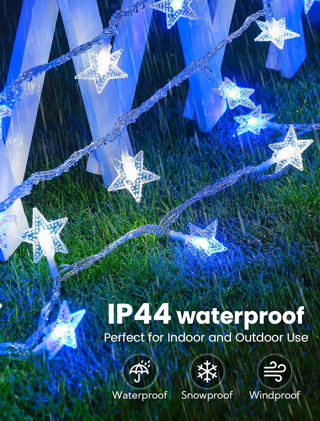 Star String Lights Plug in,33ft 100LED Star Christmas Lights with Remote and Timer, Fairy Lights Waterproof for Indoor Outdoor Bedroom Classroom Dorm Wedding Party Holiday Decor,Blue-White