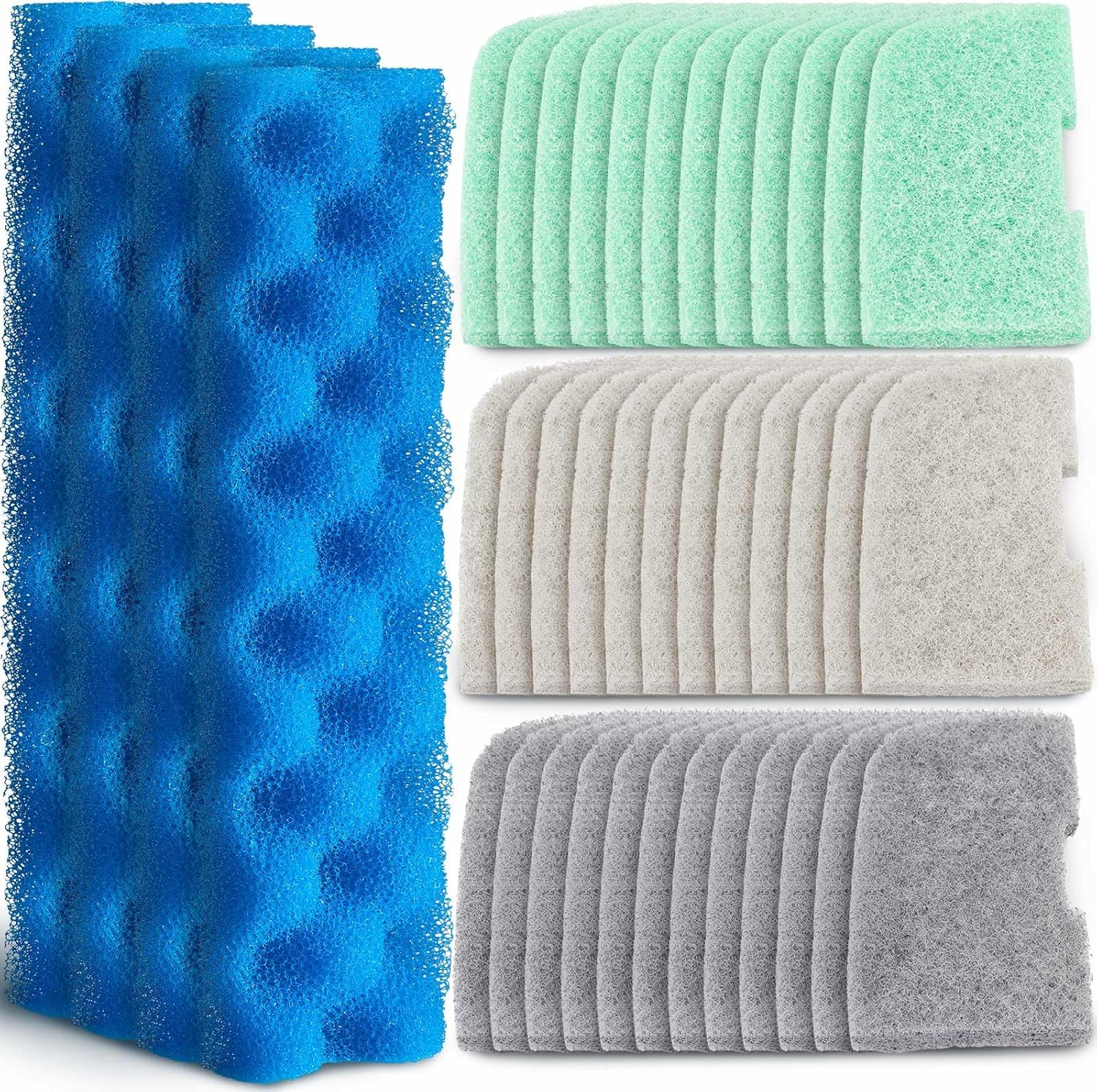 40 Pcs Replacement Filter Media Kit Compatible with Fluval 406/407, Aquarium Filters Set Including 4 Biological Foams, 36 Ammonia/Phosphate/Nitrite Remover