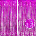 BRAVESHINE Hot Pink Tinsel Foil Fringe Curtains - 2Pcs 3.2x8.2ft Metallic Party Streamers Backdrop for Christmas Girl Birthdays Bridal Shower Bachelorette Engagement Hawaiian Luau Party Decorations