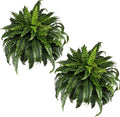 Giant Artificial Boston Ferns for Outdoors Large – UV Resistant Lifelike Faux Fern, Realistic Silk Greenery Plants Large Office, Home Decor, 2pack 88 Branches, 48 Inch Fake Fern Natural Green