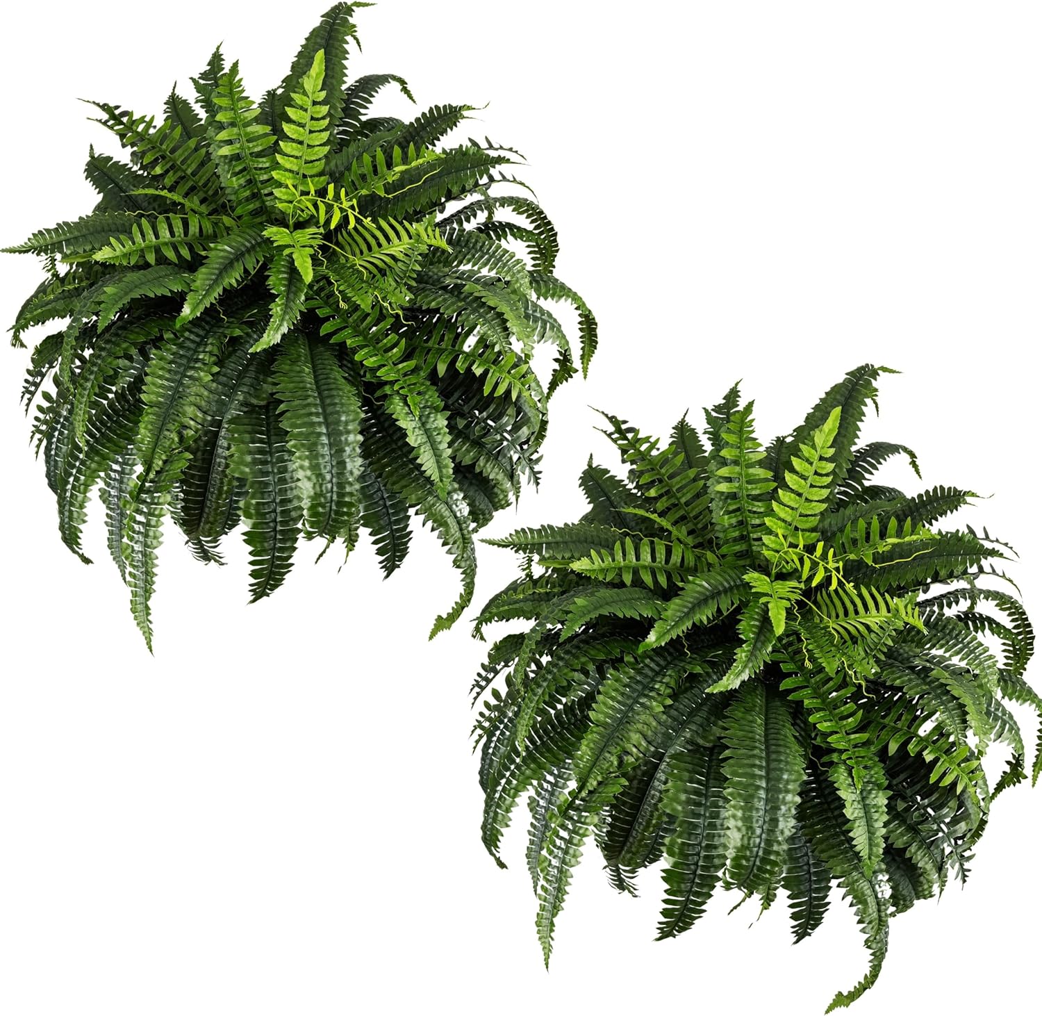 Giant Artificial Boston Ferns for Outdoors Large – UV Resistant Lifelike Faux Fern, Realistic Silk Greenery Plants Large Office, Home Decor, 2pack 88 Branches, 48 Inch Fake Fern Natural Green