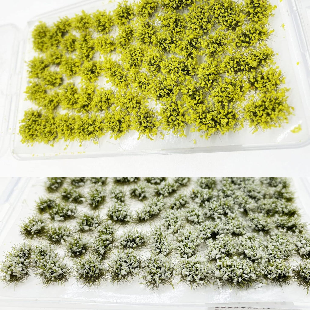 Cayway 159 PCS Static Grass Tufts Railway Artificial Grass 3 Color Bushy Tuft Flower Cluster Vegetation Groups for DIY Architecture Building Model Train Landscape Railroad Scenery