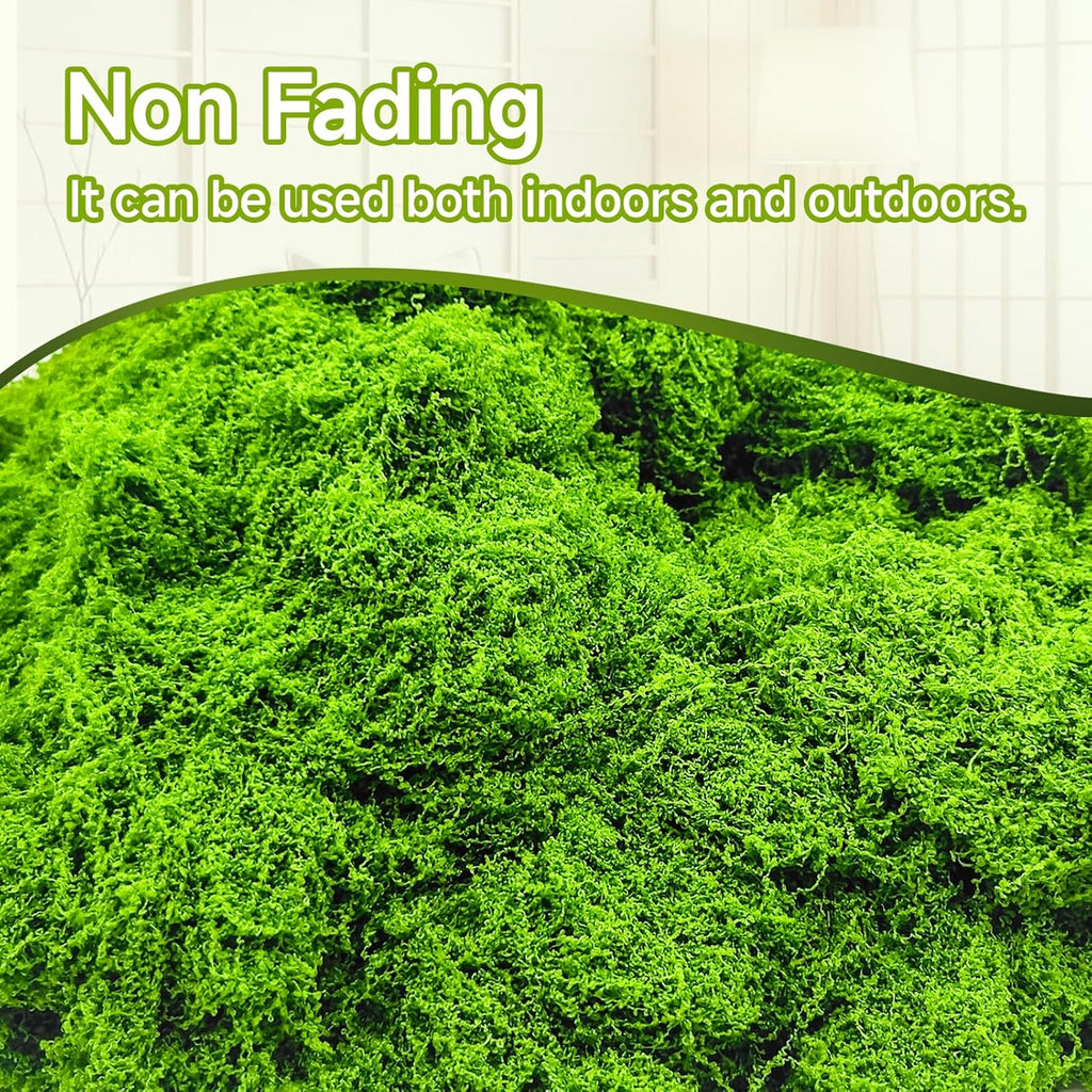 Fake Green Moss for Potted Plants Indoor, 5.3oz Artificial Moss for Crafts, Faux Decor for Fairy Garden, DIY Decorative, Model Making, Walls, Glass Containers, Home
