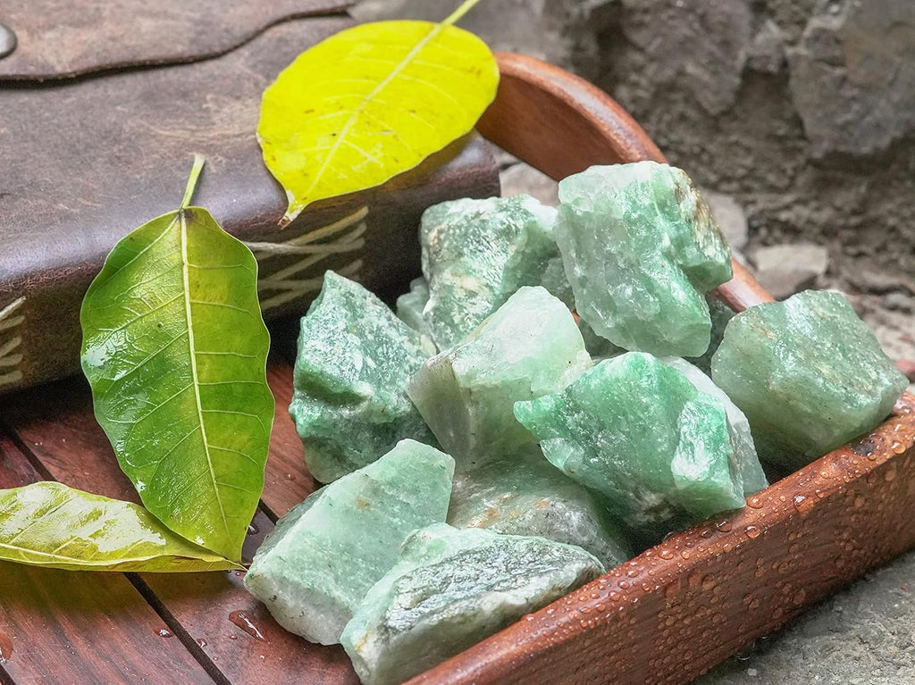 Crocon 2LB Green Jade Rough Bulk Natural Stone Raw Gemstone Tumbling Cabbing Polishing Mining Chakra Balancing Reiki and Crystal Healing Good Luck Home Office Decor