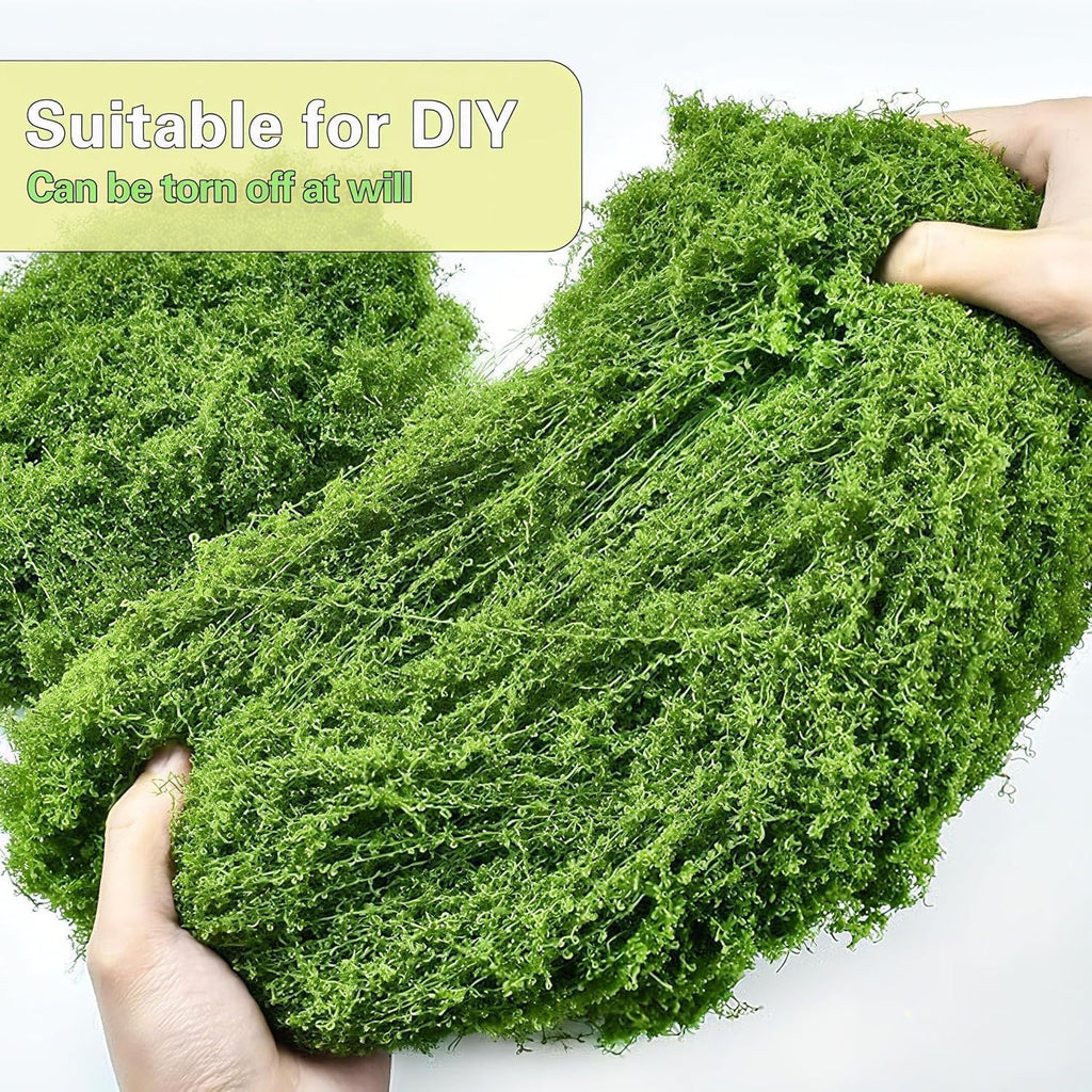 10.5oz Artificial Fake Moss for Indoor Plants, Faux Green Moss Potted Crafts Mosser DIY Garden Decor