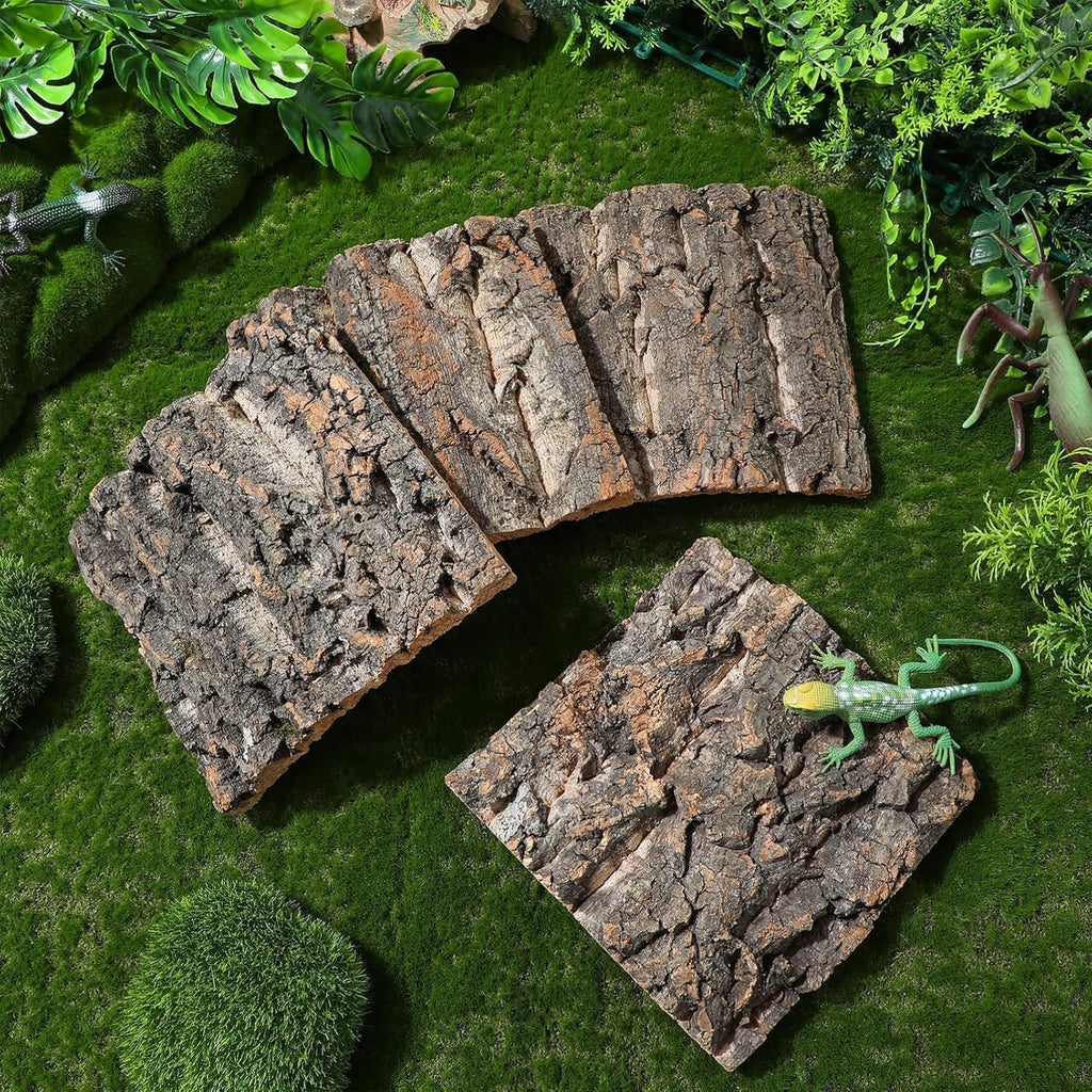 Cork Terrarium Background 8Pcs Reptile Climbing Background Habitat Decor Terrarium Accessories for Spider Lizard Turtle Beared Dragon 15x15cm Aquarium Decor