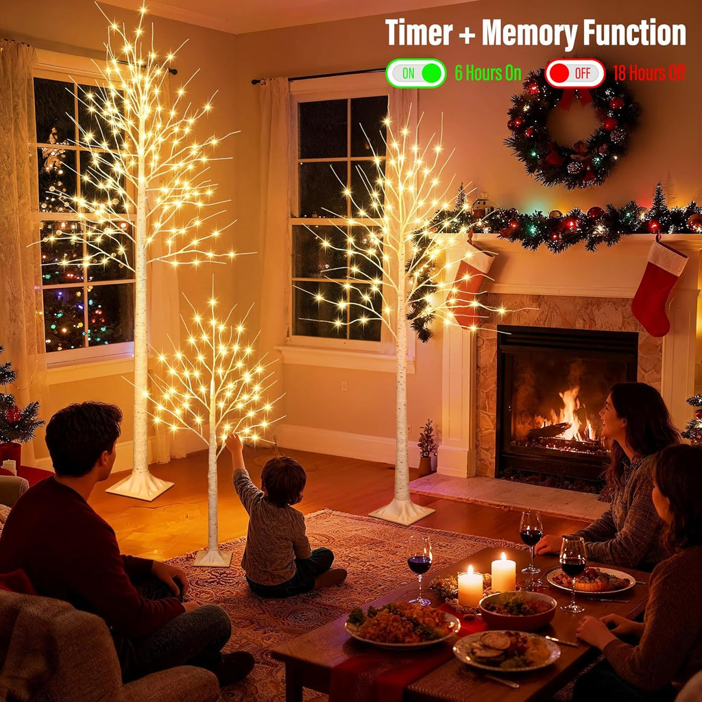 iBaycon 4FT Christmas Birch Tree Lights, Lighted Birch Tree LED Artificial Trees with 8 Modes Timer, Prelit Light Up Trees for Indoor and Outdoor Party Holiday Christmas Decorations