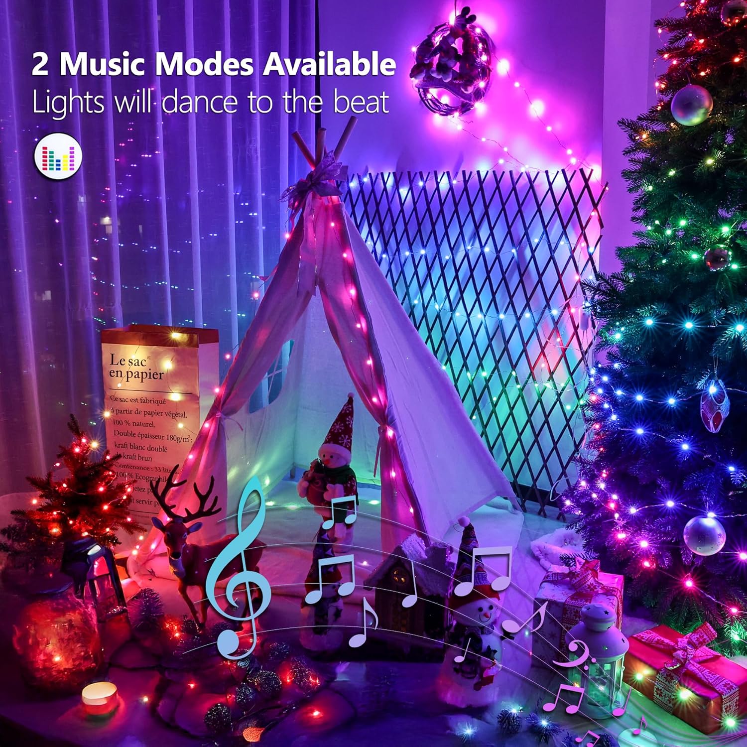 BrizLabs Fairy String Lights - 2 Pack 66ft 200 LED Color Changing Christmas Fairy Lights with Remote, Plug-in RGB Christmas Twinkle Light Rainbow Firefly Starry Light for Xmas Tree Halloween Bedroom