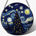 8-Inch Starry Night Christmas Tree Suncatcher Ornament, Stained Glass Window Hanging & Stained Glass Holiday Ornament, Sun Catcher Window Decor, Van Gogh’s Keepsake, Gifts for Christmas & Holidays