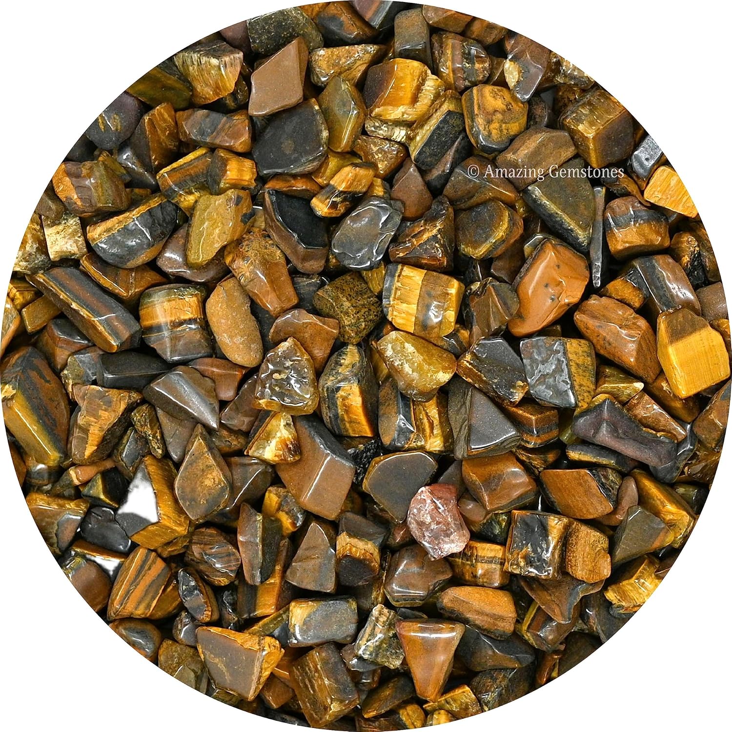 Amazing Gemstone Tiger Eye Crystal Chips Aquarium Gravel Rocks - Carnelian Chips Bulk Fish Tank Gravel, Small Tumbled Stone Chips and Tiny Crystals for Decoration (AAA Grade) (1000+ Carat Chips)