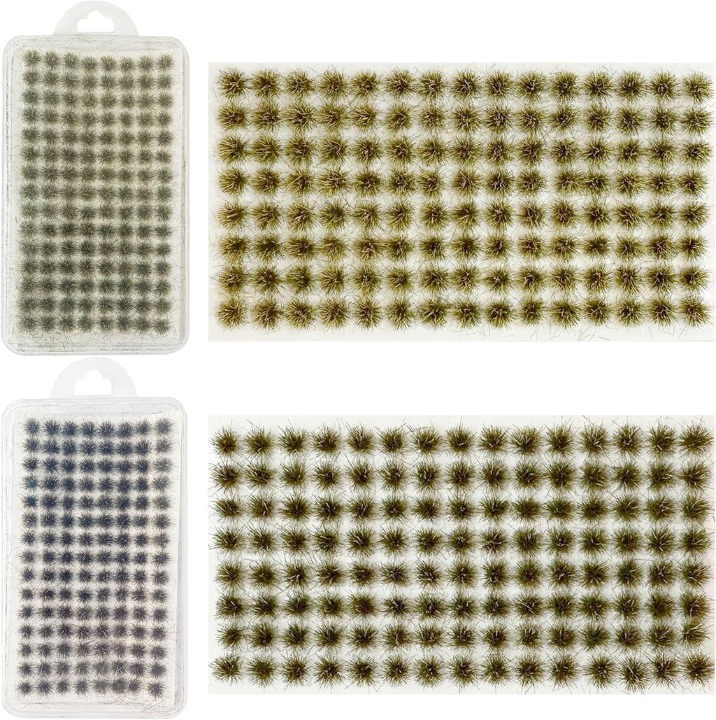 Woohome 208 PCS Static Grass Tuft Green Model Grass Tufts Terrain Model Kit Static Scenery Model Miniature Shrubs Bushes for Train Landscape Railway Artificial Grass Modeling