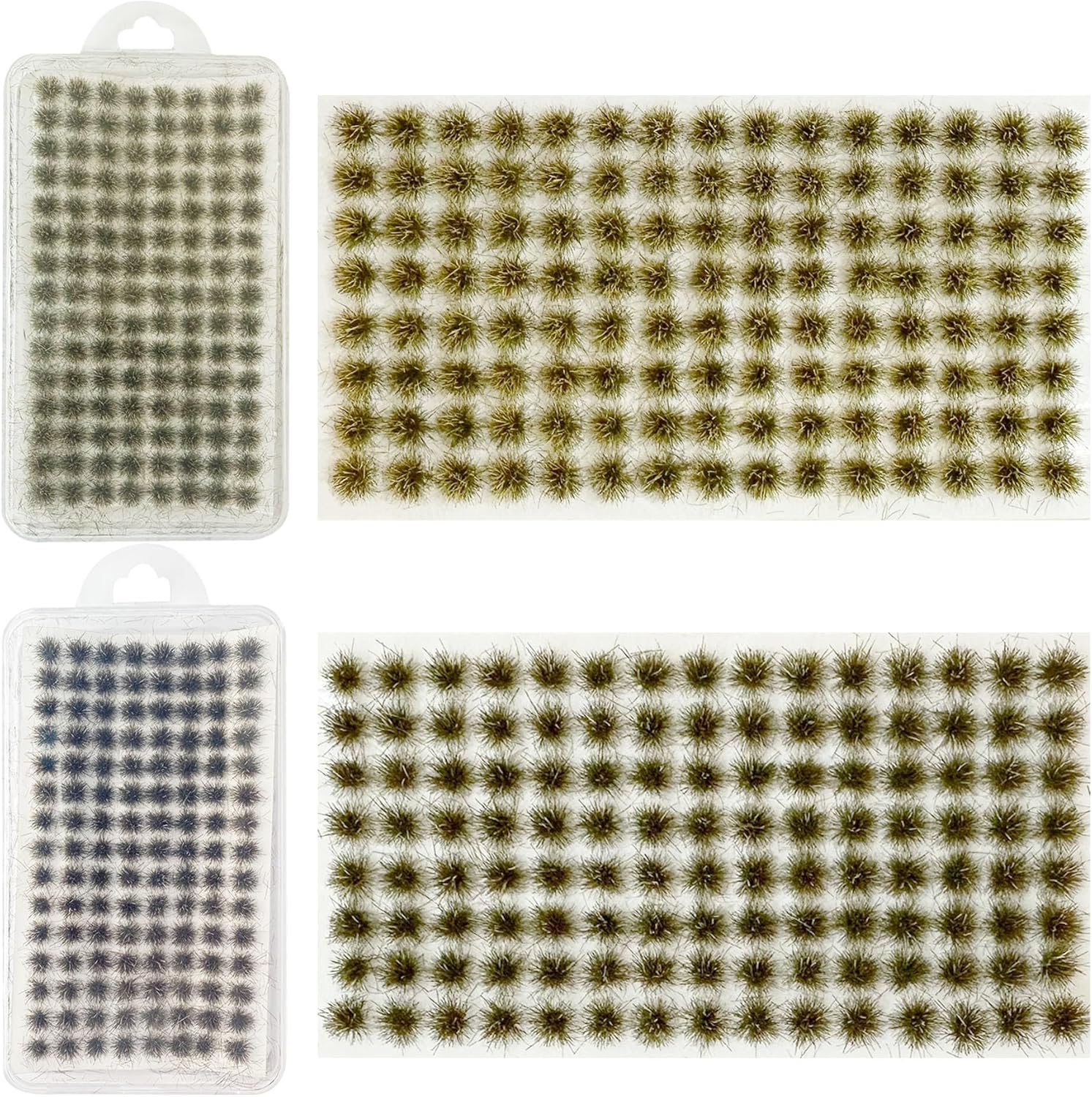 Woohome 208 PCS Static Grass Tuft Green Model Grass Tufts Terrain Model Kit Static Scenery Model Miniature Shrubs Bushes for Train Landscape Railway Artificial Grass Modeling