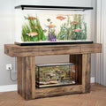55–75 Gallon Aquarium Stand, Heavy Duty Fish Tank Stand for Turtle, Reptile & Amphibians, MDF Board Tabletop with Drawer & Power Outlet, Reinforced Metal Tube Frame for Terrariums,Rustic Brown