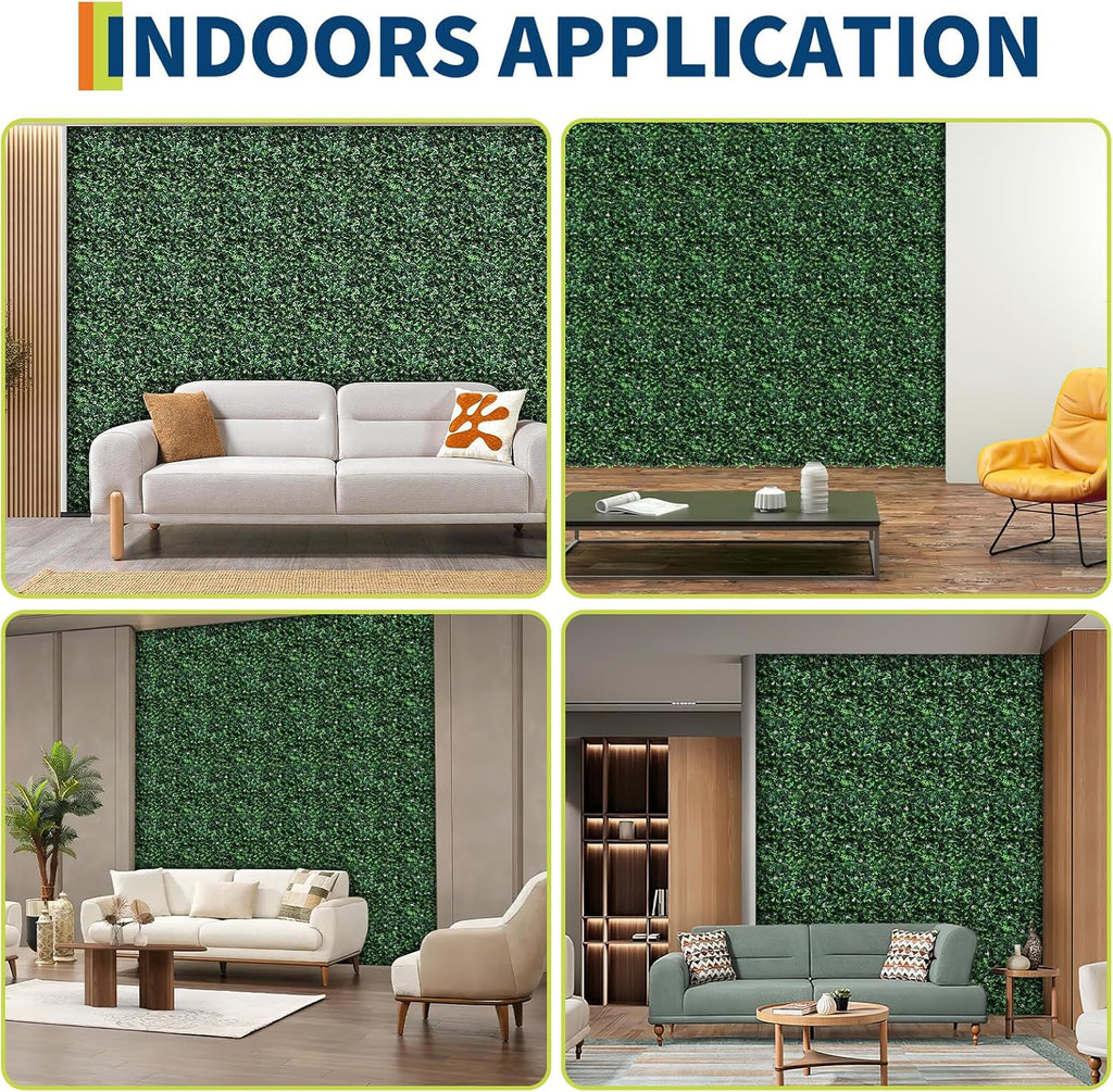 GarveeLife Artificial Grass Wall Panels 20"x20", 12 Pcs Hedge Panels with 50 Zip Ties, Sun Proected Privacy Fence Screen Fake Greenery Backdrop for Outdoor Indoor Garden Birthday Wedding Decor