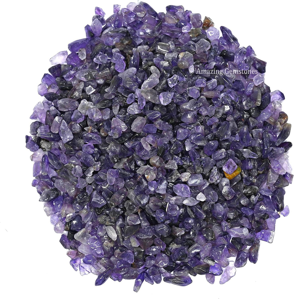 Amazing Gemstone Amethyst Crystal Chips and Rocks - 1000+ Carat Bulk Aquarium Gravel, Small Tumbled Stone Chips and Tiny Crystals for Fish Tank Decoration (Natural AAA Grade Gemstones)