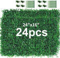24 Pieces 24"x 16" Artificial Boxwood Panel, Grass Wall Panel, Boxwood Hedge Wall Panels UV Protected Suitable for Artificial Green Wall Decor, Fence Garden Wedding Backyard Decor