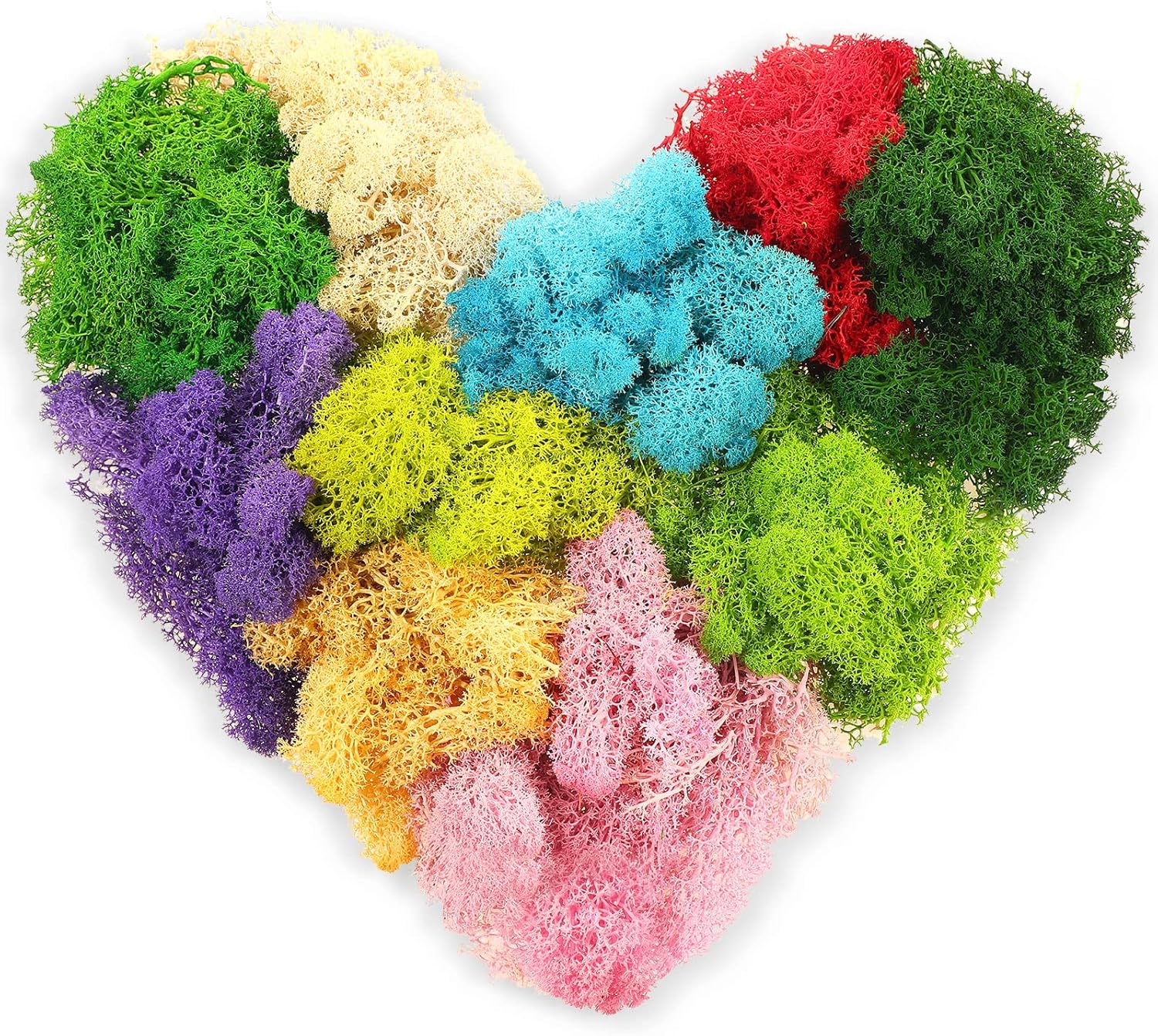 7 Oz Colored Fake Moss Preserved for Crafts Artificial Decorative Moss Faux Garden Dried Floral Forest for Terrariums Wall Decor Fairy Gardens Wedding Floral Project(Mixed Color)