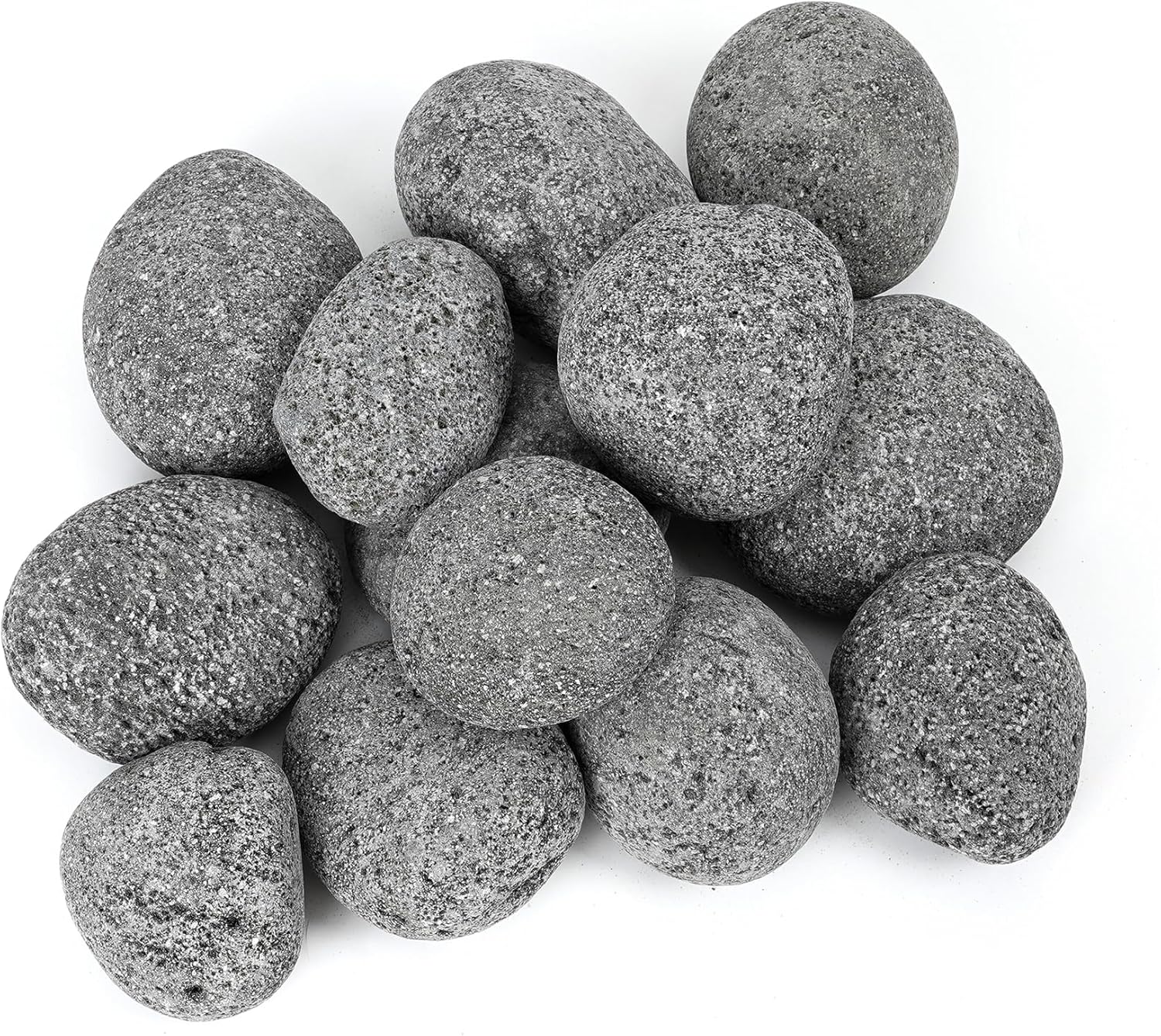 Skyflame 3-5 Inch Round Lava Rock Pebbles, 15 Pounds Black Natural Tumbled Stones for Indoor Outdoor Gas Fire Pit|Fireplaces|Garden Landscaping Decoration| Cultivation of Potted Plants