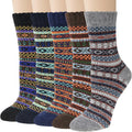 Justay 5 Pairs Wool Socks for Women - Winter Thick Boot Cozy Crew Vintage Soft Calf Knit Warm Socks Gifts