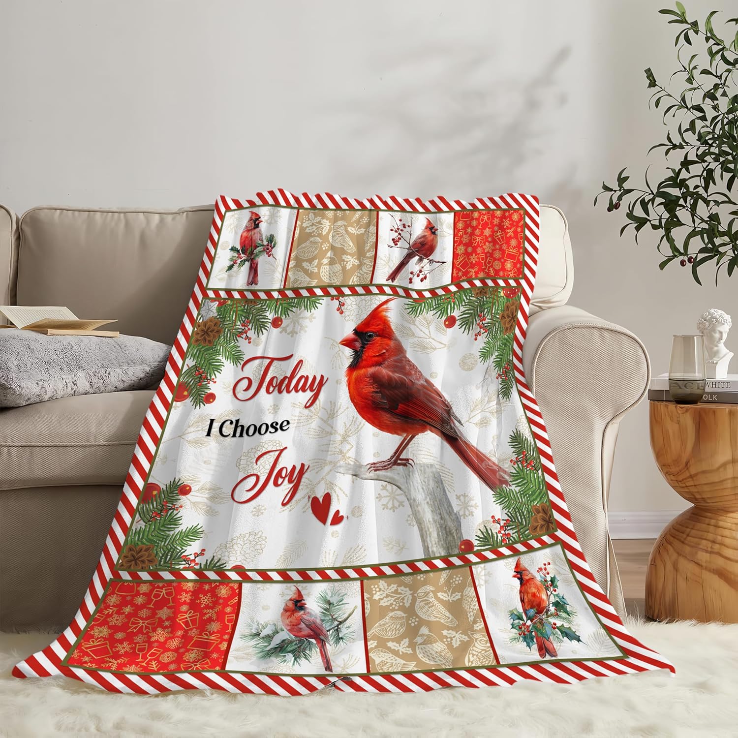 Cardinal Blanket Cardinal Throw Blanket Gifts for Bird Lover Kids Girls Boys Adults Women Men Super Soft Cozy Plush Fluffy Fuzzy Fleece Blanket Decor 60''X80''