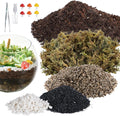 Terrarium Kit Adults - Includes Pumice, Moss, Soil, Pebbles, Charcoal, 2 Tools, Mushroom Ornaments for Succulent Cactus, Christmas Terrarium Accessories Decor Gifts for Starter Women