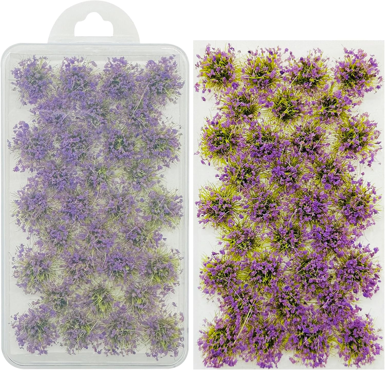 Woohome Static Grass Tuft Model Grass Tufts, 32 PCS Railway Artificial Grass Purple Bushy Tuft Flower Cluster Vegetation Groups for DIY Architecture Building Model Train Landscape Railroad Scenery