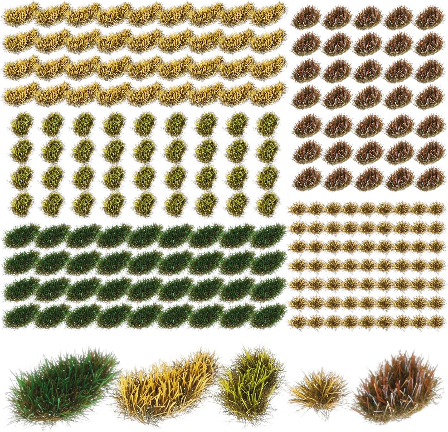 288 Pcs Static Grass Tuft Flower Cluster Vegetation Groups Self Adhesive Artificial Model Grass Tufts DIY Miniature Colorful Flower Cluster for Terrain Railway Scenery Table Landscape (Grass Style)