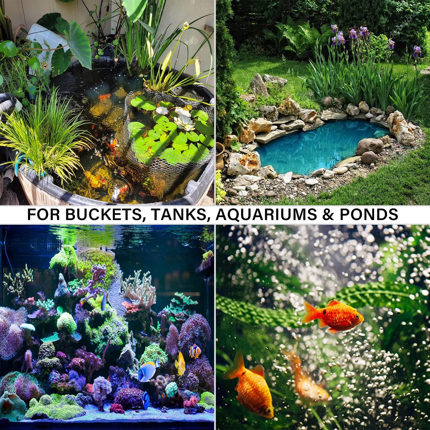 Air Stone Bubble Diffuser Ball - for Aquarium Air Pump and Fish Tanks, Gray, Pack of 10pcs