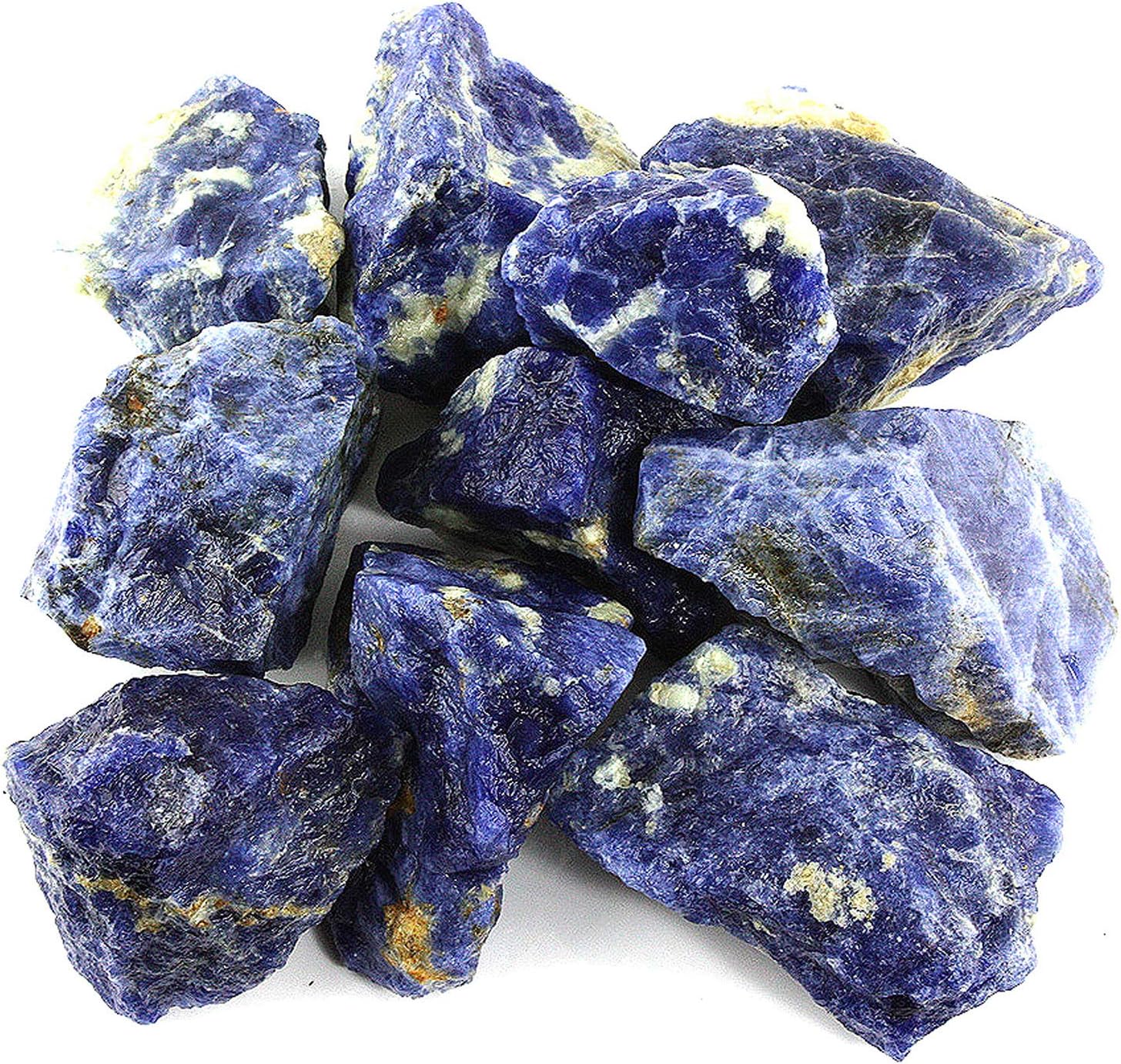 Crystal Allies 1 Pound Bulk Rough Blue Sodalite Reiki Crystal Healing Stones Large 1"