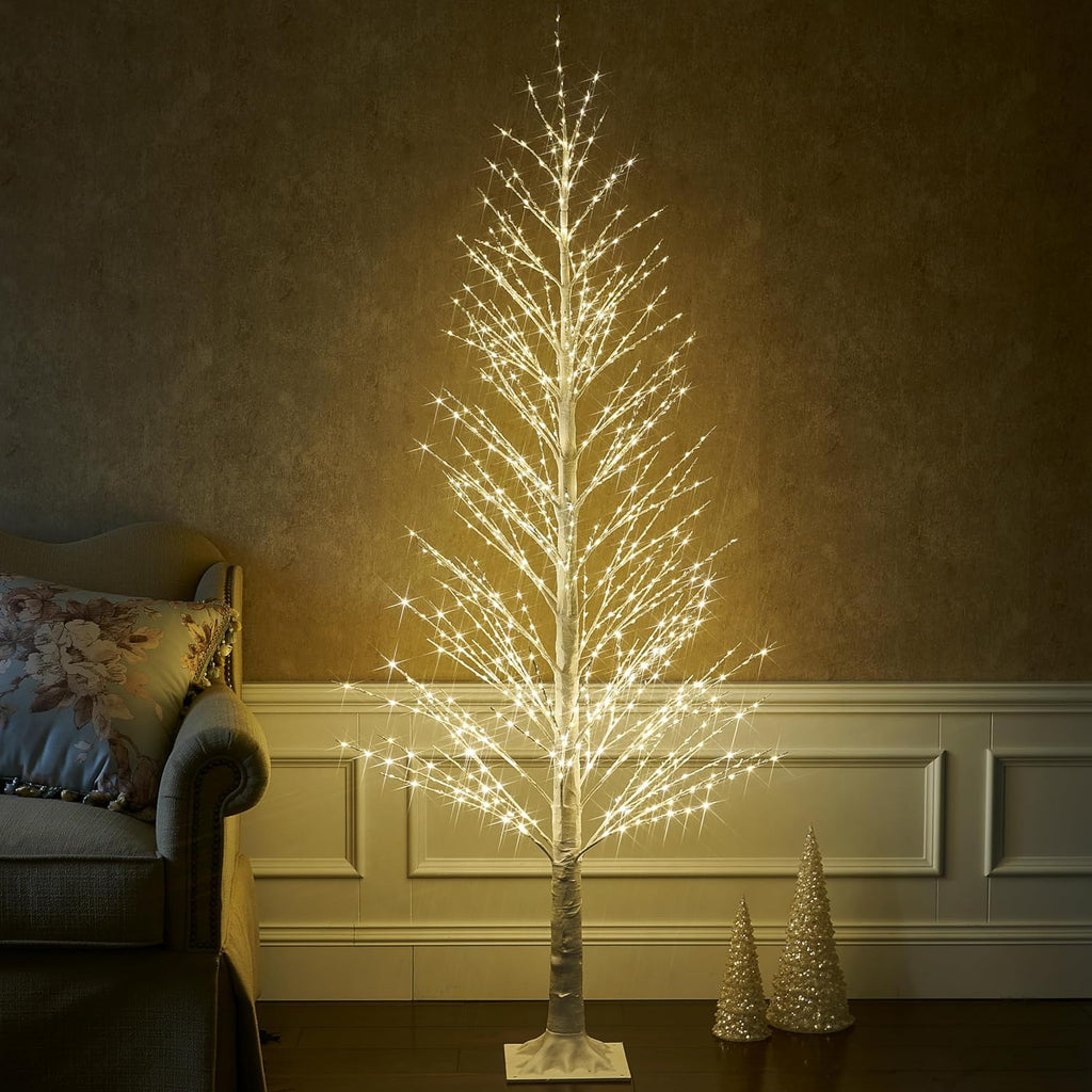 BAOLITVINE 6FT Alpine Christmas Tree, 810 LED Warm White Lights, Artificial White Tree with Lights for Home, Christmas Festival, Wedding Party, Indoor Outdoor