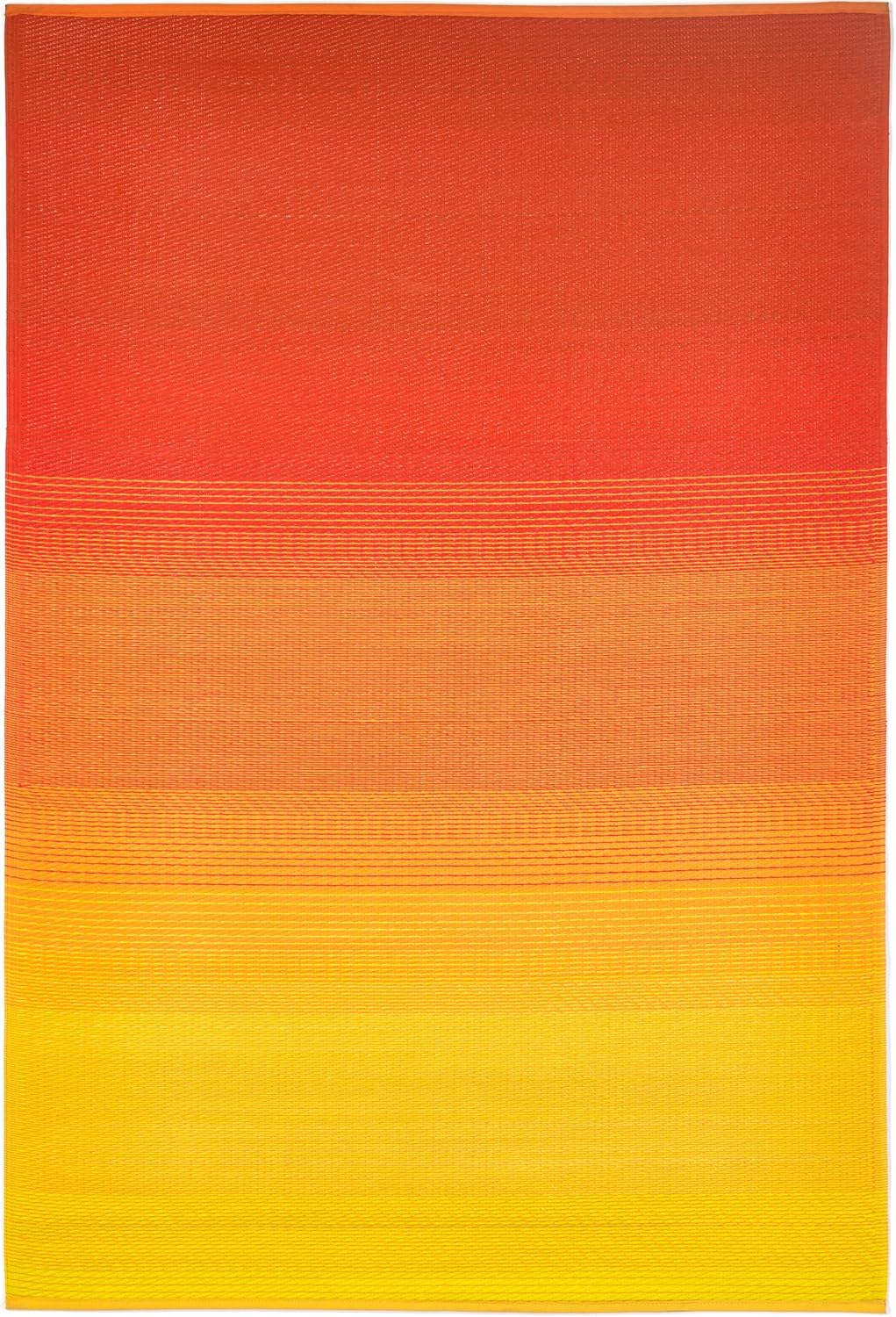 Fab Habitat Outdoor Rug - Waterproof, Fade Resistant, Crease-Free - Premium Recycled Plastic - Ombre - Patio, Porch, Deck, Balcony - Big Sur - Sunset - 5 x 8 ft