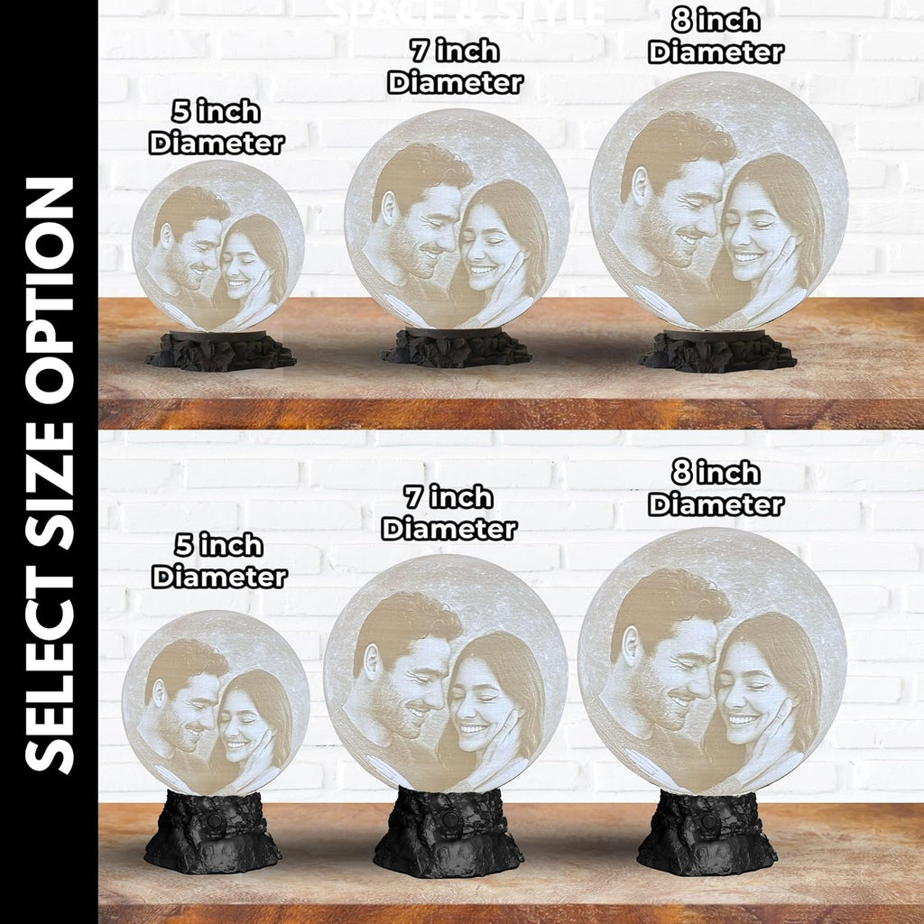 Personalized Couple Moon Lamp with Custom Photo & Text - 3D Printed Love Night Light - Custom Moon Lamp - Unique Gifts for Boyfriend, Girlfriend, Sisters, Bestfriend, Valentines Day, Birthday