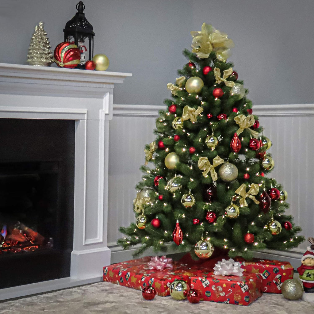 National Tree Company 4.5 ft Pre-Lit Downswept Douglas Fir Artificial Christmas Tree, 450 Clear Lights, 525 Tips, Includes Stand, Green