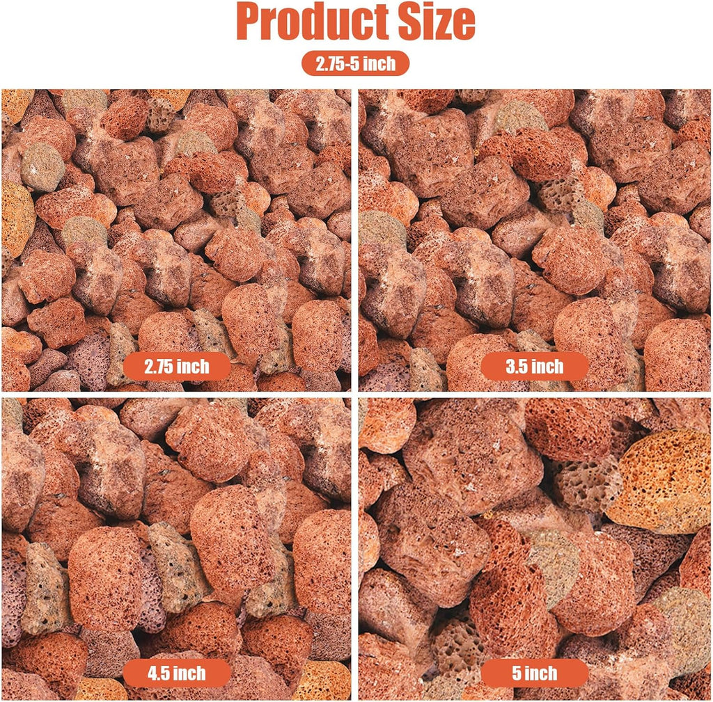 10 Pounds Red Lava Rocks for Fire Pits, Fireplaces, for Gas Log Sets, Gas Grills,Suitable for Both Indoor and Outdoor Applications (2.75"-5")